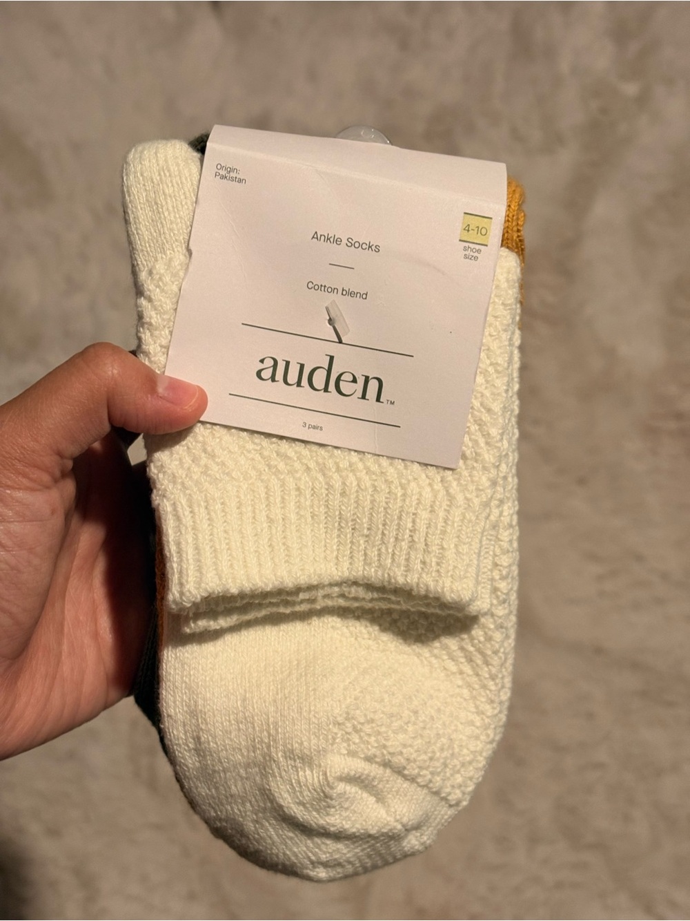 Target auden Menβs Ankle Socks - Cream with Yellow Accent (3-Pack)
